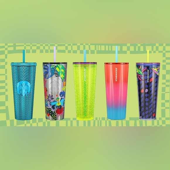 Starbucks Summer 2023 Tri-Colored Fluorescent Neon Yellow Bubble Cold Cup - Picture 9 of 9